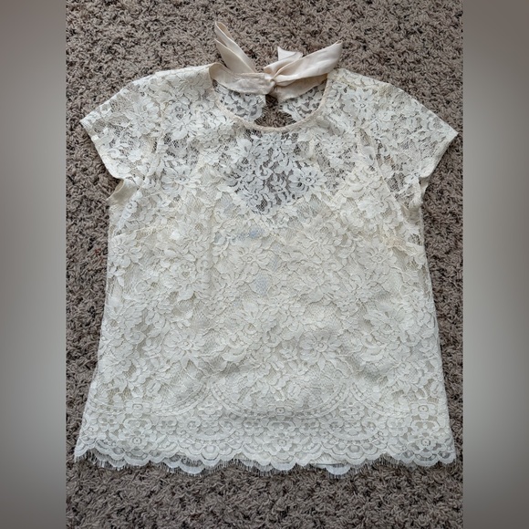 Abercrombie & Fitch lace top with open back and detachable camisole Sz small - Picture 1 of 4